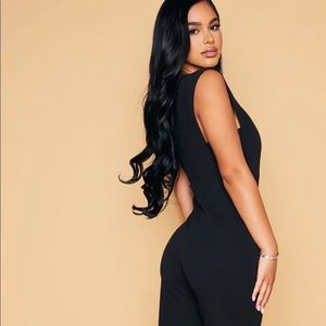 Petite Black Drape One Shoulder Jumpsuit